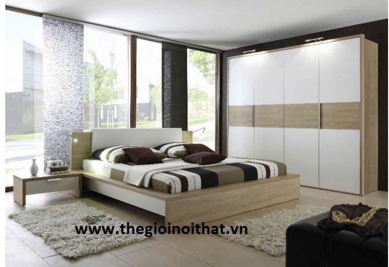 Phòng ngủ master trắng gỗ